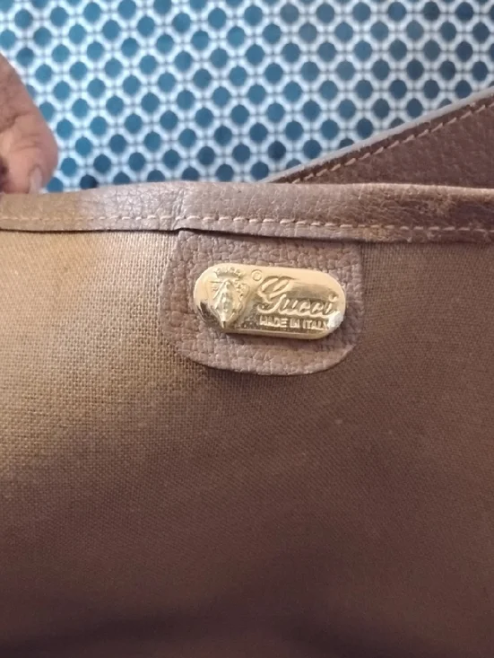 Gucci Beige Brown GG Canvas Tote with Red-Green Web and Gold Hardware - Picture 2 of 5